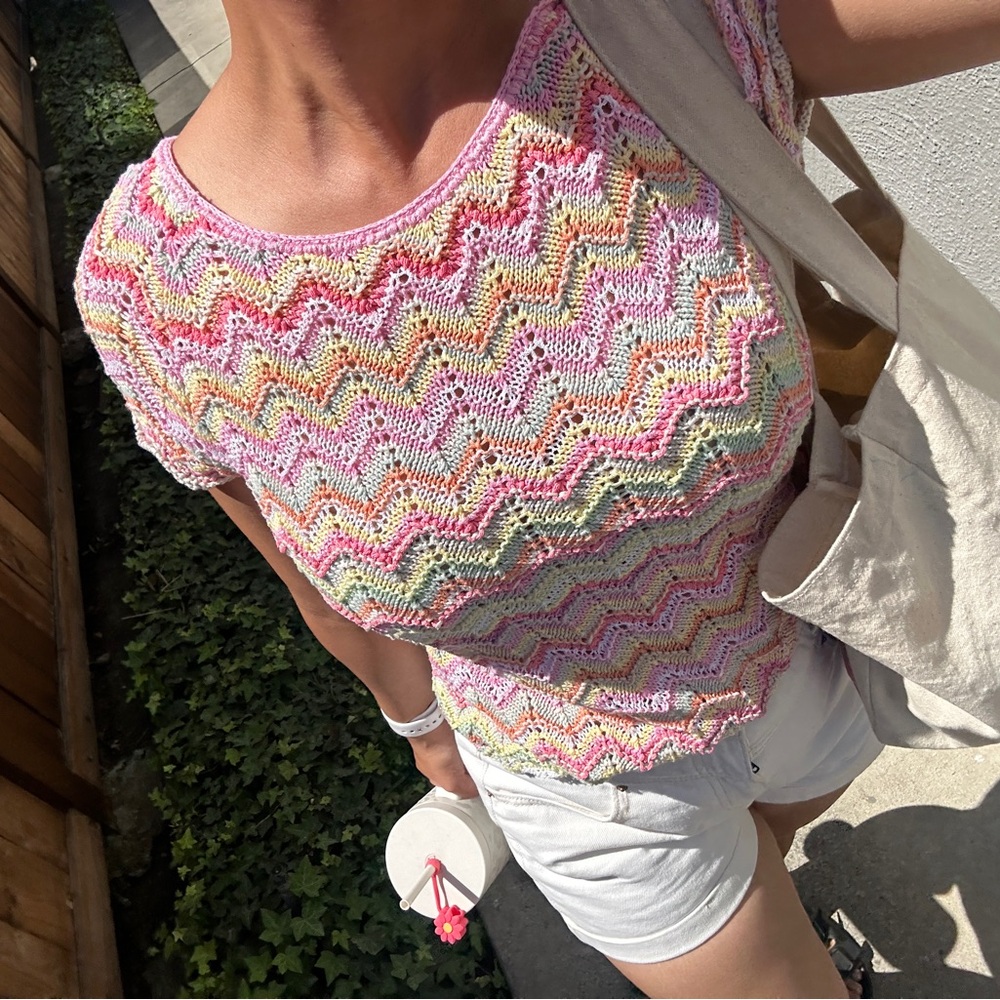 Sigrid Olsen Crochet Multi color shirt M